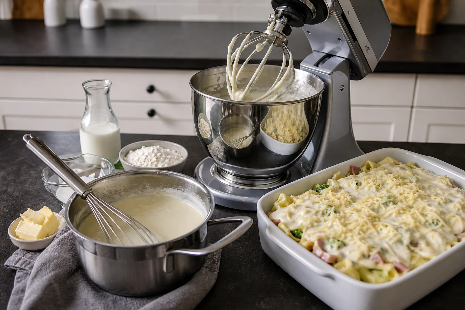 Béchamel & Auflauffuellung mit der Kuechenmaschine: klassisches Rezept